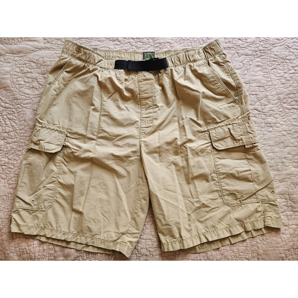 Timberland Men's Tan Cargo Mesh Lined Swim Trunks Shorts, XL